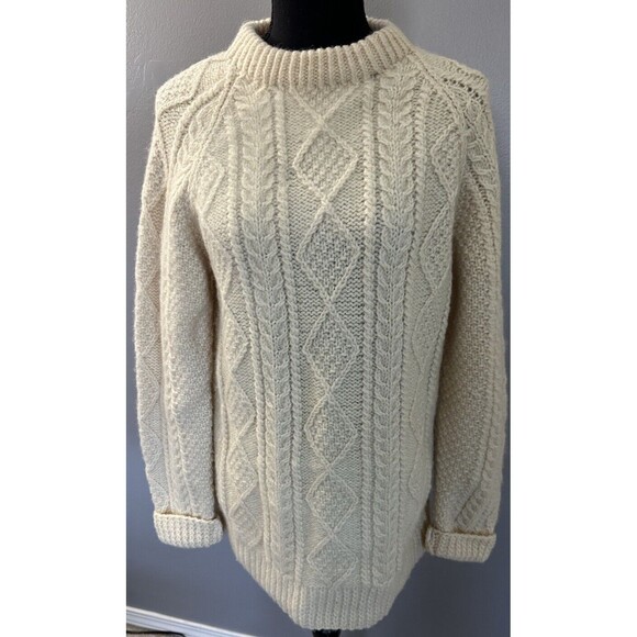 Bonner Sweaters - Bonner Ireland Fishermens 100% Wool Ivory Hand Knit Cable Knit Sweater No Sz Tag